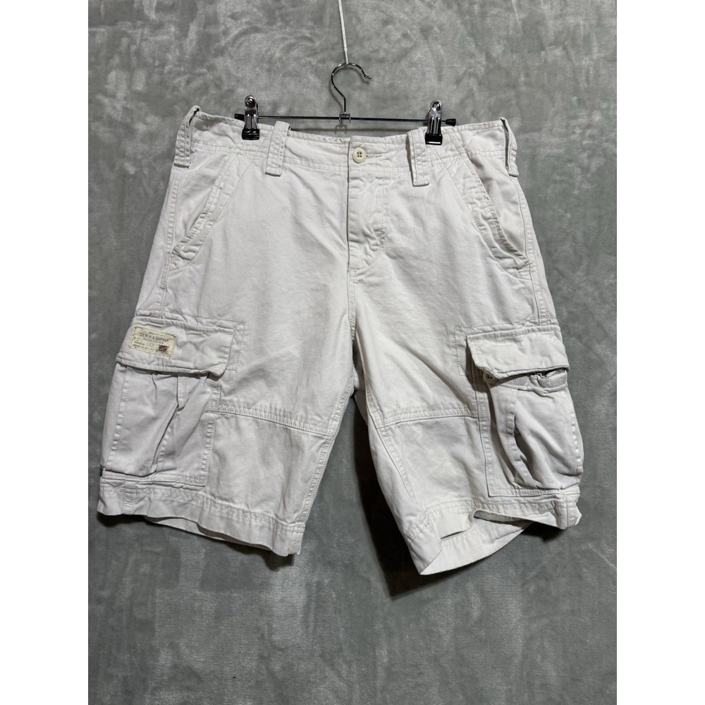Denim & Supply Ralph Lauren Cargo Shorts Men's 31 White Y2K Baggy Pockets - Picture 1 of 10